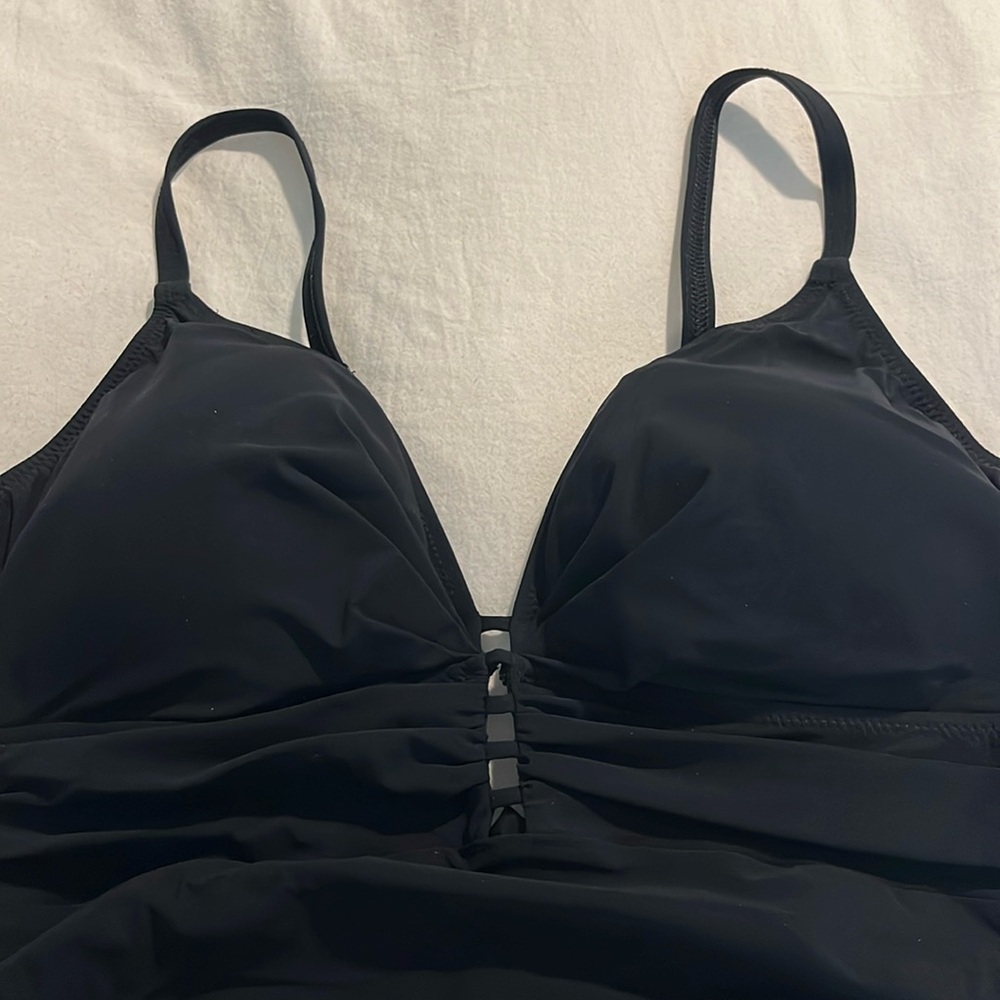 Black shirred tankini top.